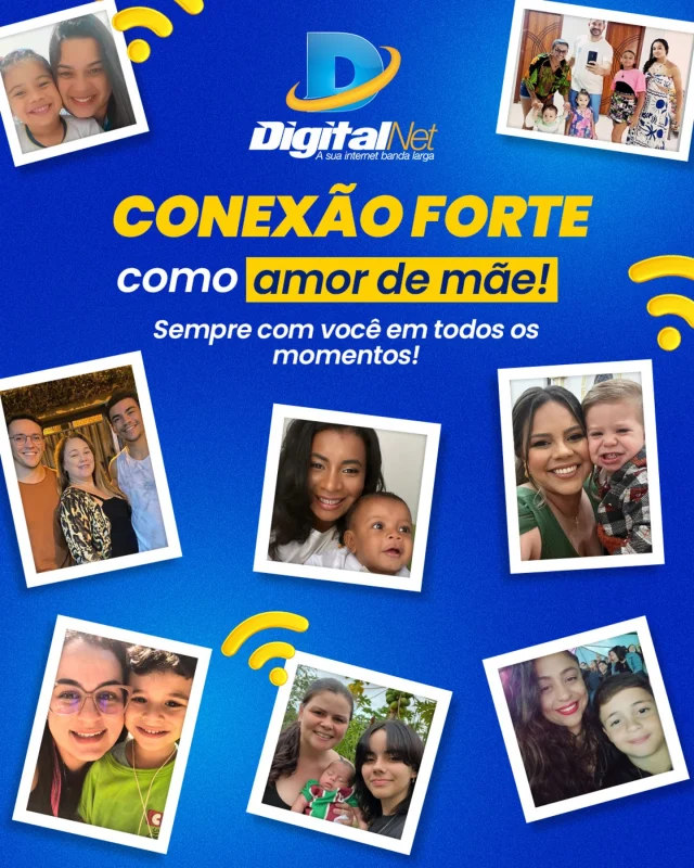 Mãe, a nossa primeira conexão! 💙 Para essa data tão especial, a Digital Net parabeniza as mães que estão com a gente todos os dias, as mães que compartilham a nossa missão de conectar você ao mundo! 💙 Feliz dia das mães! 💐 #grupodigitalnet #diadasmães