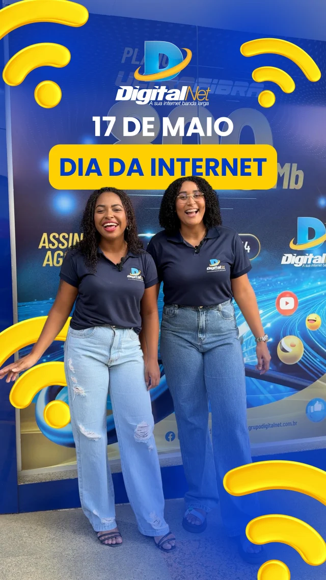 Hoje é o Dia da Internet! Na Digital Net, celebramos a conexão que transforma vidas, aproxima distâncias e acelera o futuro. Porque mais do que fornecer internet, nós conectamos você ao mundo. 💙🚀🛜 #diadainternet