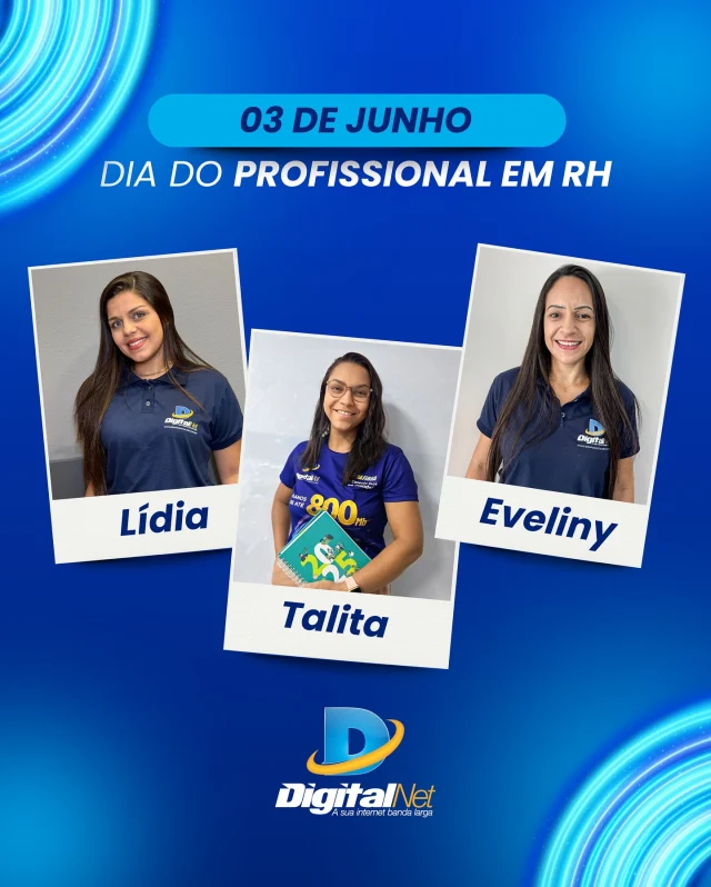 🎯 Hoje é dia de celebrar quem cuida das pessoas dentro das empresas! Agradecemos com carinho às nossas profissionais Lídia, Talita e Eveliny, que fazem do RH um setor estratégico, acolhedor e essencial. 💼💙 Vocês fazem a diferença todos os dias!